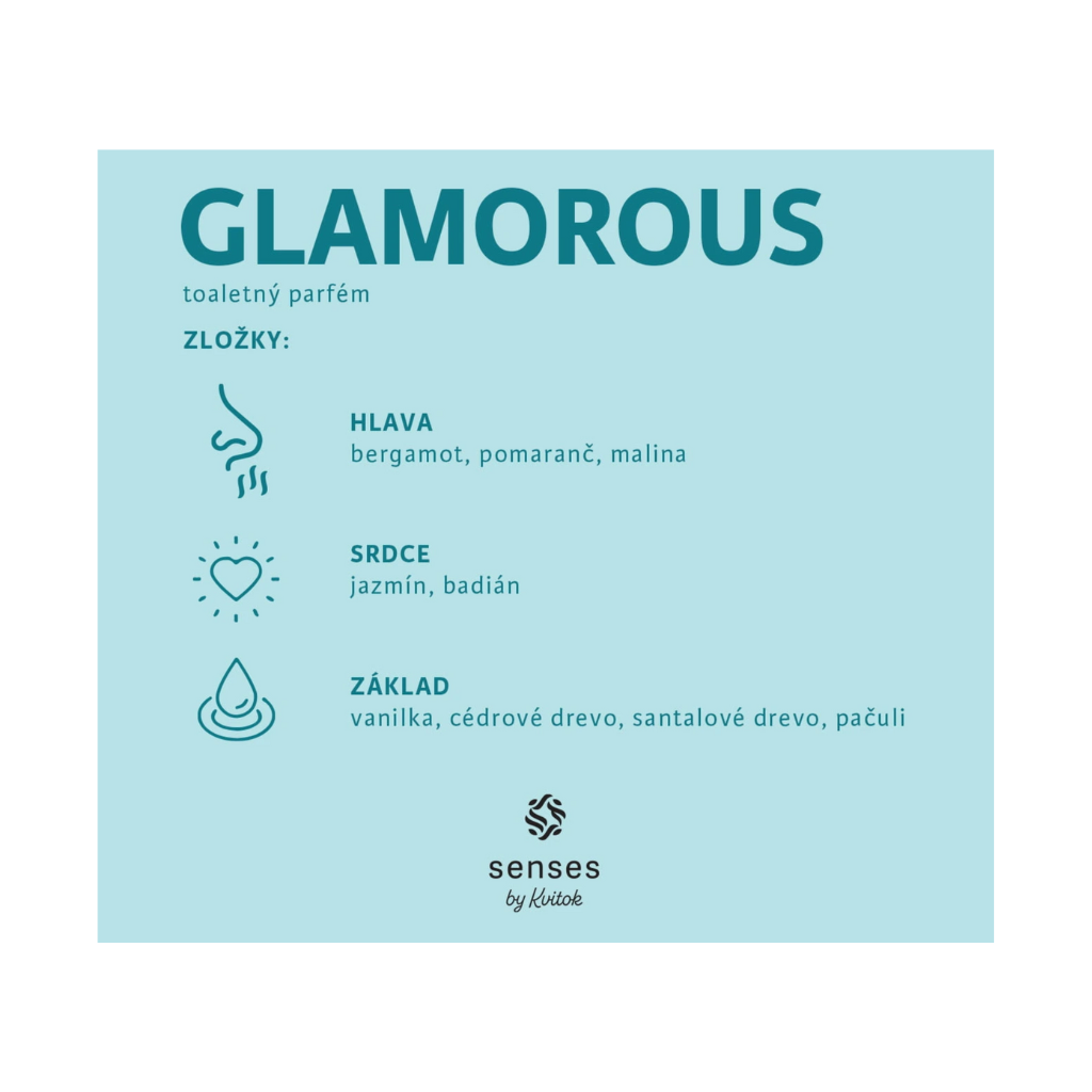 Kvitok Glamorous Toaletní parfém s vůní bergamotu, pomeranče a maliny 30 ml kazeta