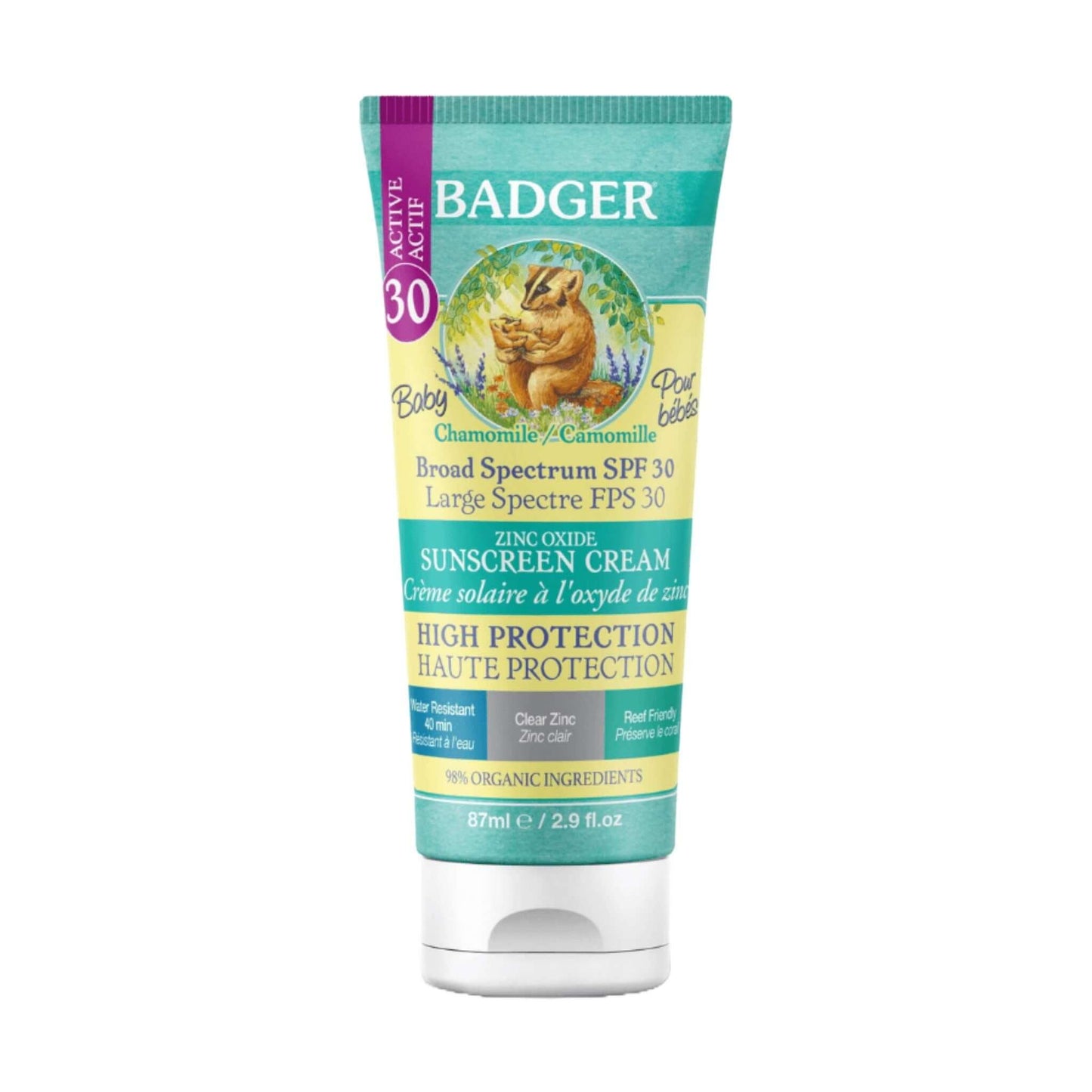 Badger Opalovací krém SPF 30 heřmánek a měsíček 87 g - Ekzemfree.cz