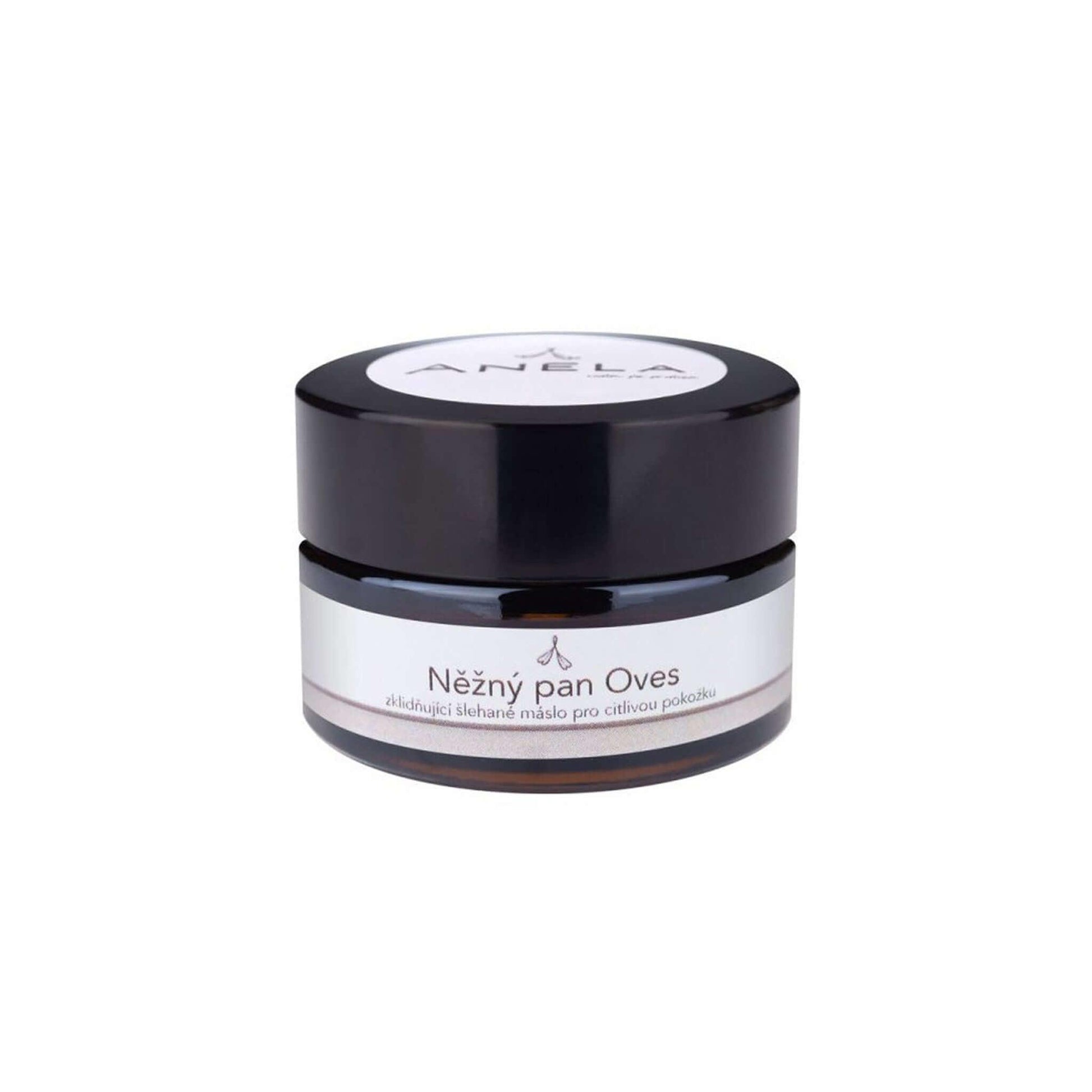 Něžný pan Oves - zklidňující šlehané máslo pro citlivou pokožku v elegantním obalu, ideální pro každodenní péči.