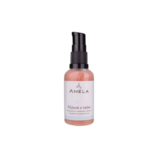 Sérum Anela Růžové z nebe s kyselinou hyaluronovou pro hydrataci a vyhlazení pleti.