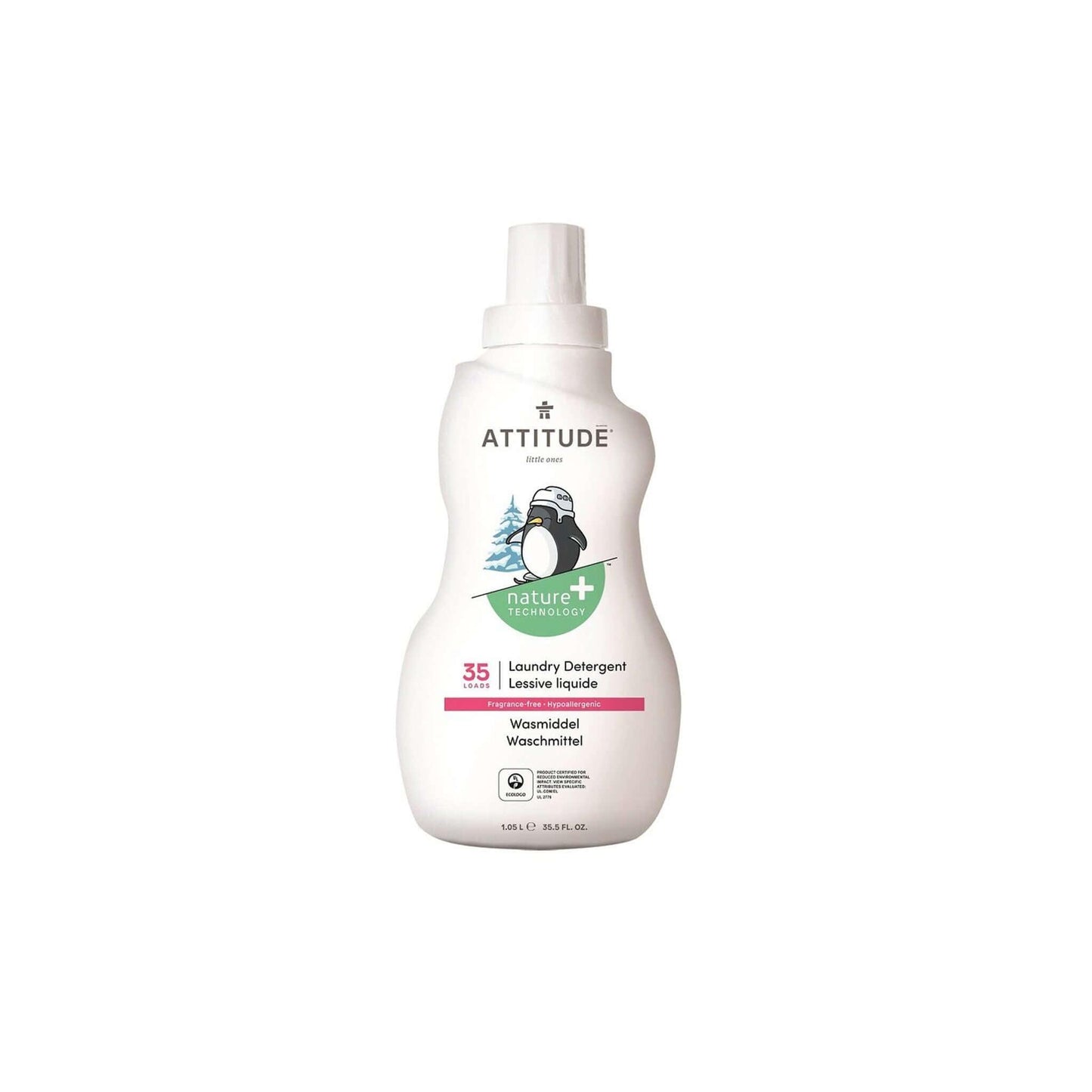 Prací gel Attitude pro děti bez vůně 1050 ml, vhodný na bílé i barevné prádlo, 35 dávek.