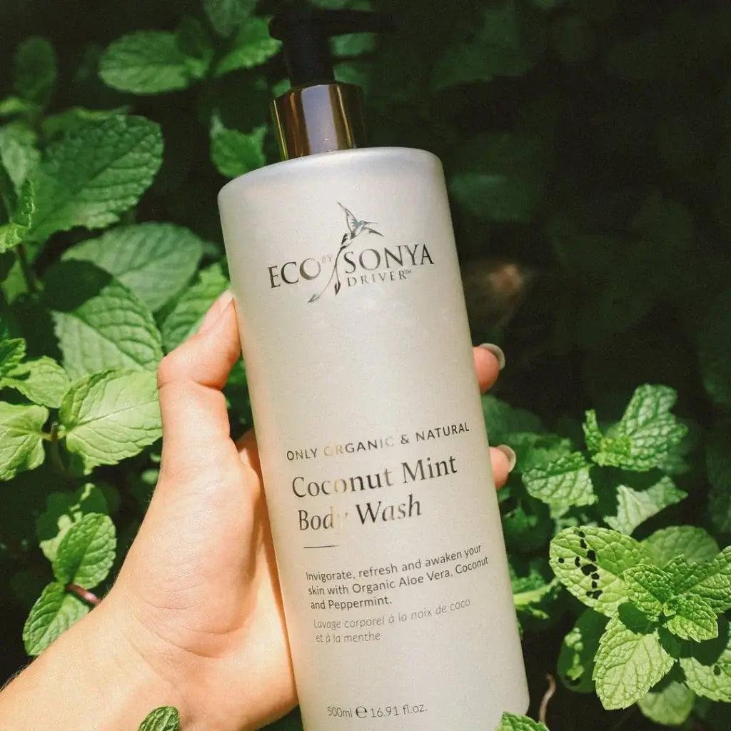 Eco by Sonya Coconut Mint Body Wash 500 ml, přírodní sprchový šampon s kokosovým a mátovým aroma, bez syntetických látek.