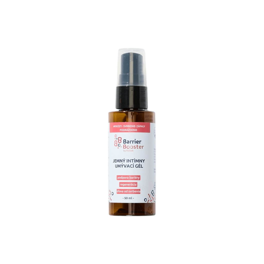 Kvitok BB Barrier Booster jemný intimní umývací gel 50 ml pro přirozenou intimní hygienu a zdravý mikrobióm.