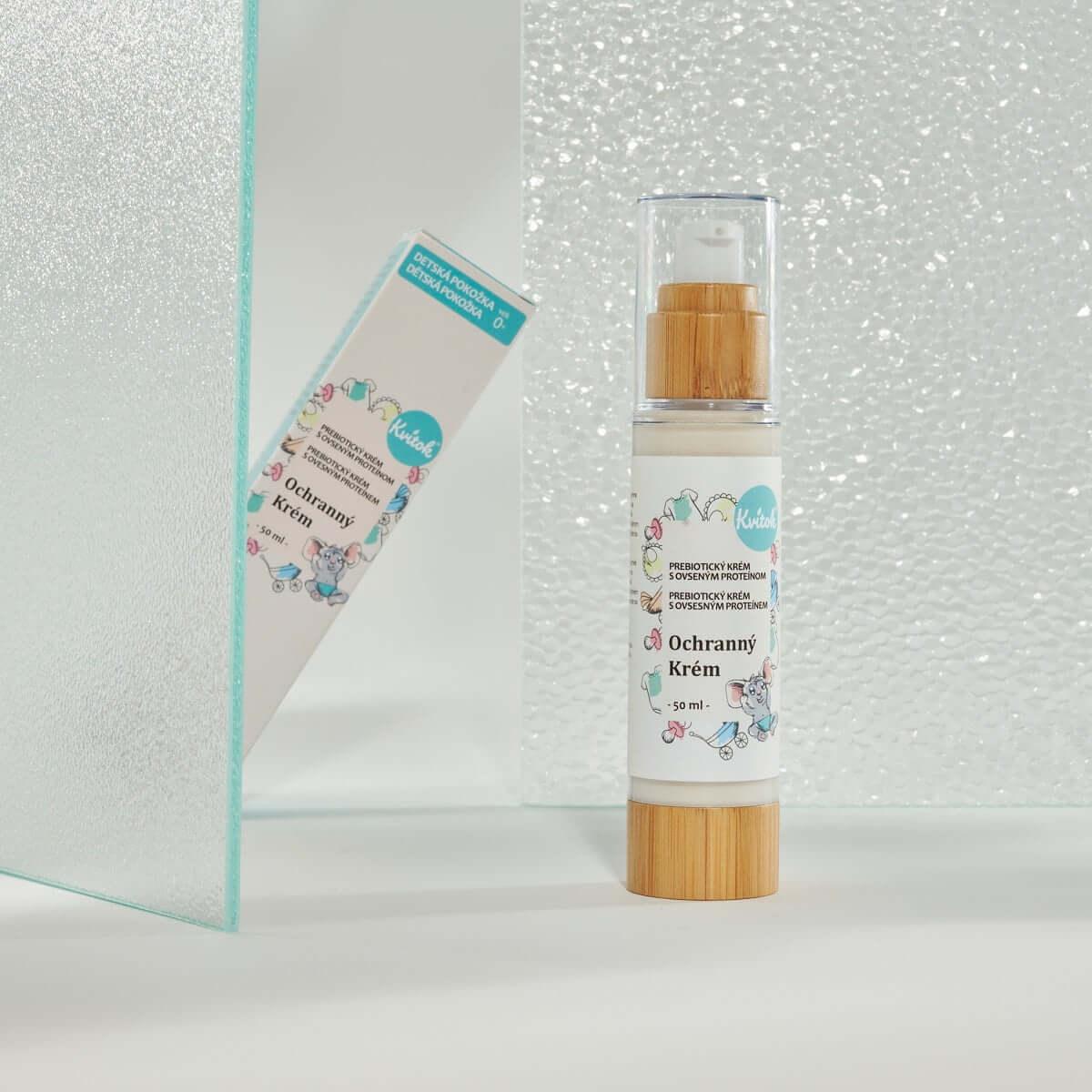 Kvitok Dětský Ochranný Prebiotický Krém 50 ml, přirozená péče pro citlivou dětskou pokožku, 100% přírodní složení.