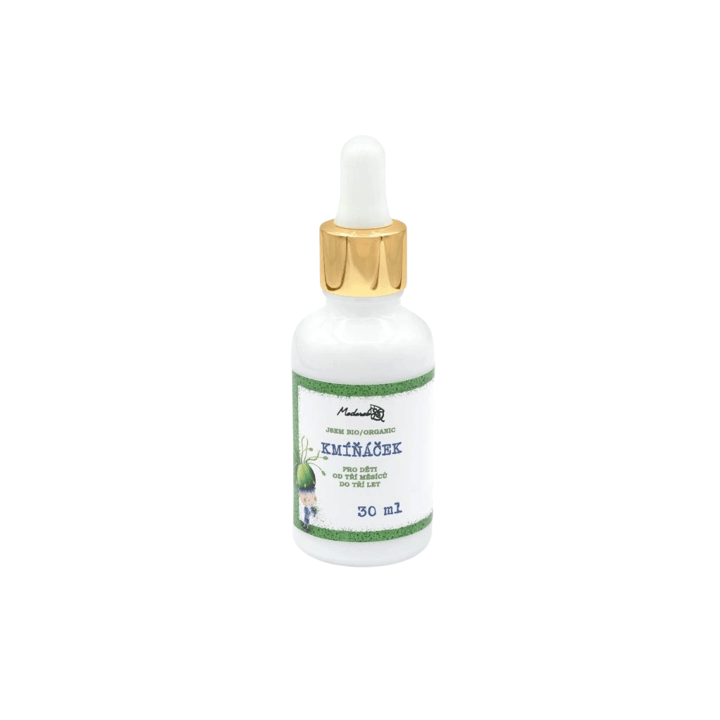 Bio kmíňáček Medarek, bylinný olej na péči o pokožku miminek, 30 ml, 100% přírodní složení.