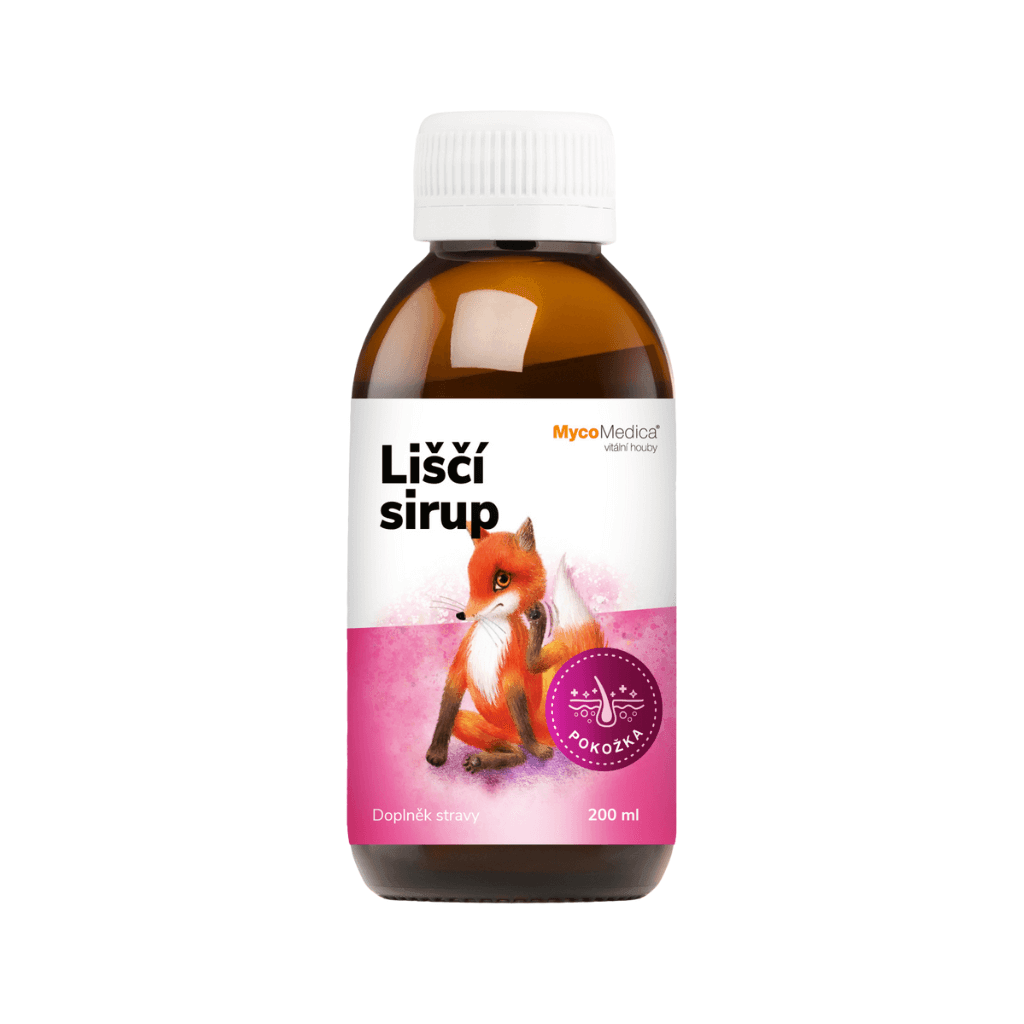 Liščí sirup MycoMedica pro děti, podpora zdraví pokožky, 200 ml, přírodní složení
