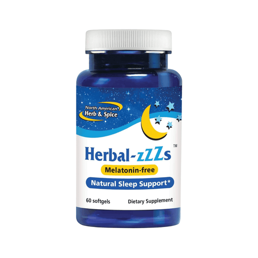 NAHS Herbal-ZZZs, melatonin-free, přírodní podpora spánku, 60 kapslí, bylinné složení pro klidnou noc.