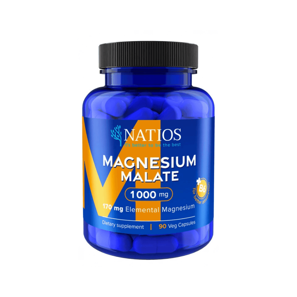 Natios Magnesium Malate 1000 mg, 90 kapslí, podpora energie a normální funkce svalů, vysoká kvalita, čisté složení.