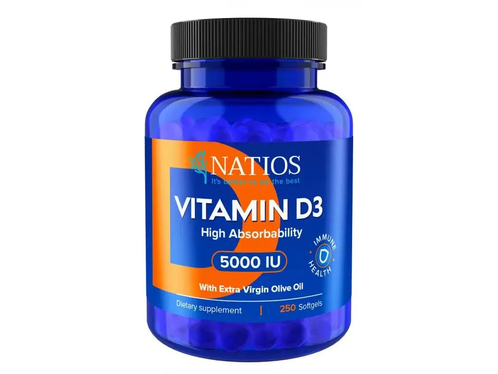 Natios Vitamin D3, Vysoce vstřebatelný, 5000 IU, 250 cps - EkzemFree.cz