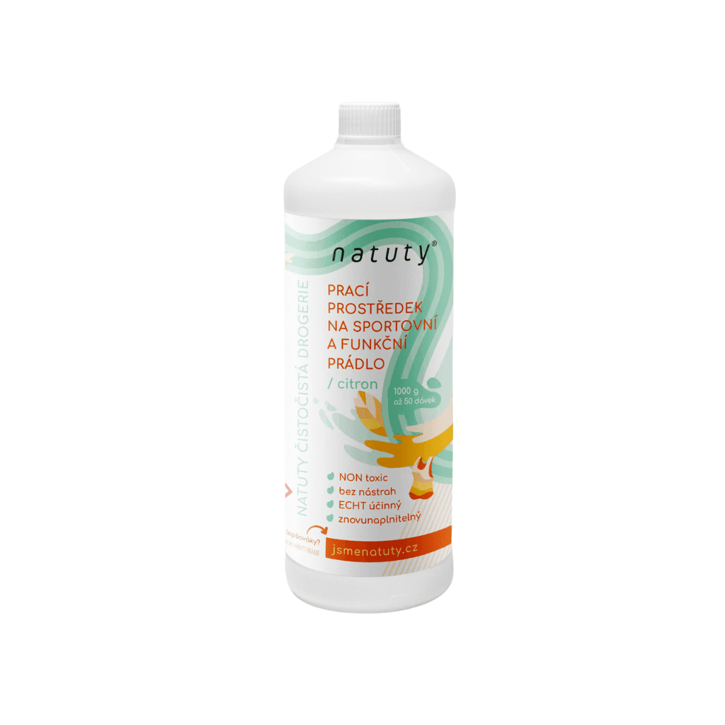 Prací prostředek Natuty na sportovní a funkční prádlo s vůní citronu, šetrný a non toxic, 1 l.