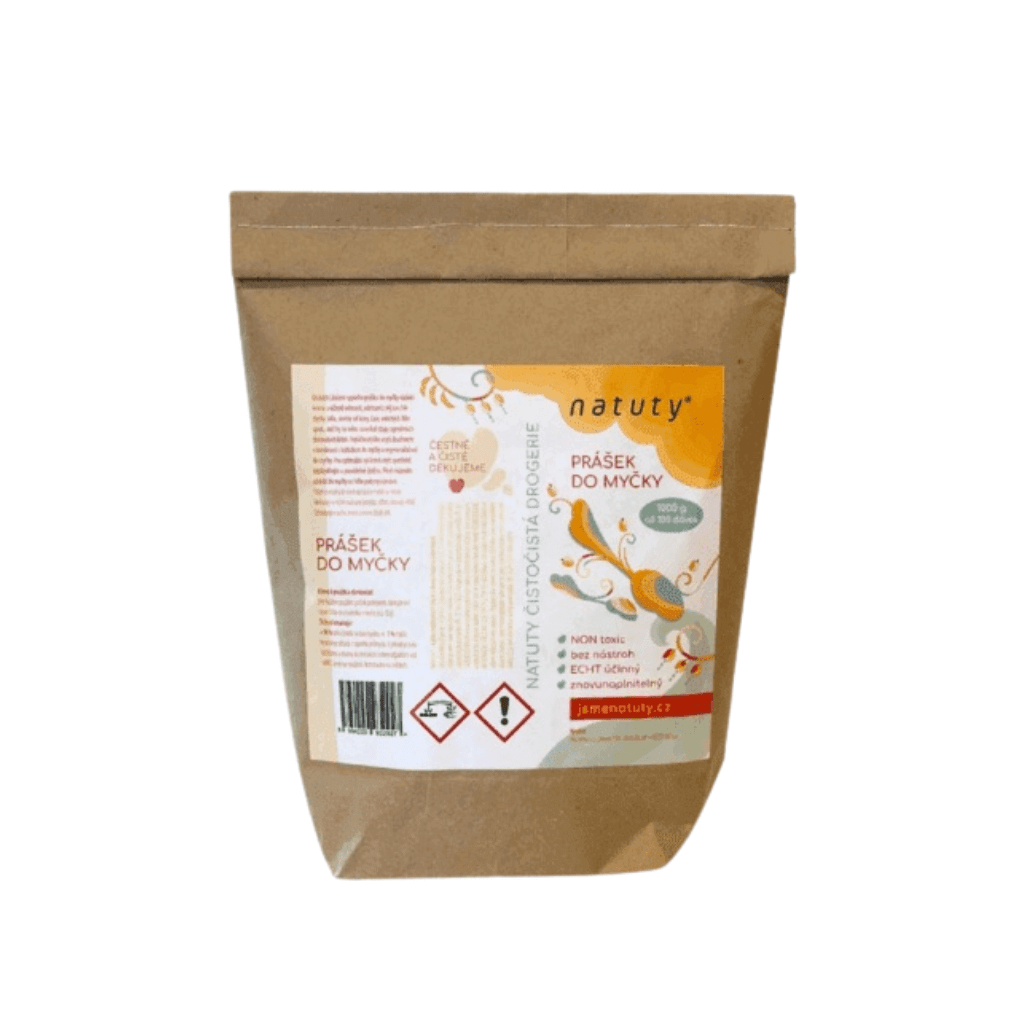 Natuty Prášek do myčky 1 kg - 100% přírodní a non toxic prostředek pro čisté nádobí bez chemie.