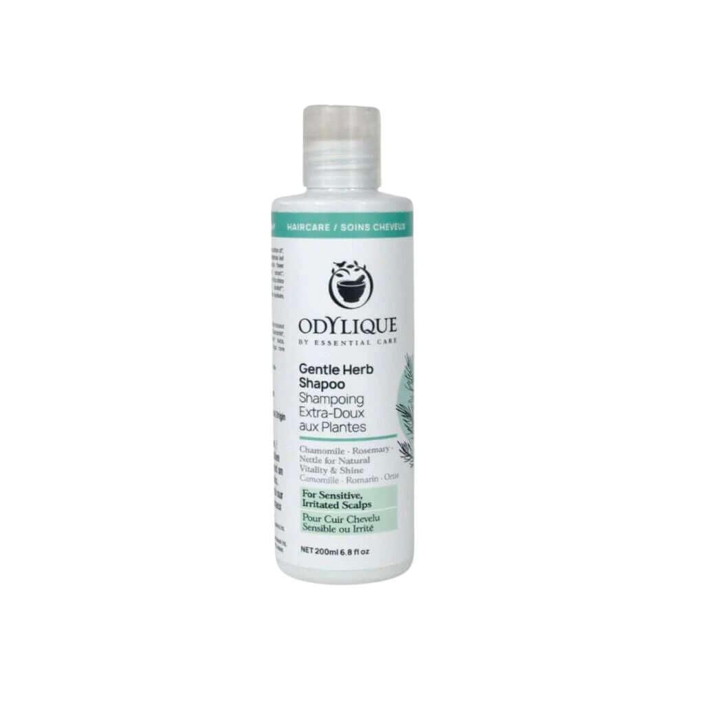 Odylique Gentle Herb jemný šampon 200ml pro citlivou pokožku, bez SLS a silikonů, plný bio bylinek.