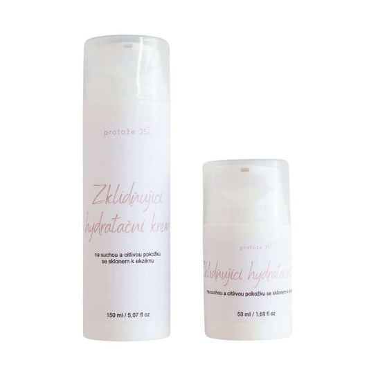 Zklidňující hydrační krém Protože Jsi na suchou a citlivou pokožku, 150ml a 50ml balení.