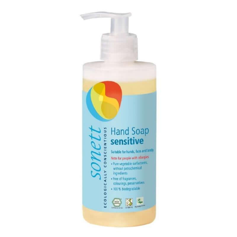 Sonett Sensitive tekuté mýdlo na ruce pro citlivou pokožku 300 ml, bez parfemací a barviv.