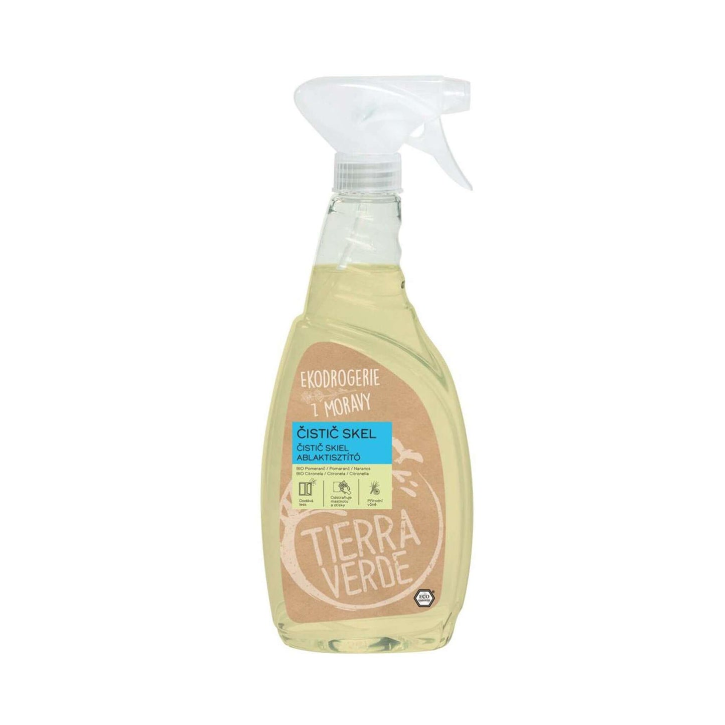 Tierra Verde Čistič skel s bio pomerančem a citronelou, přírodní čisticí prostředek na sklo 750 ml.