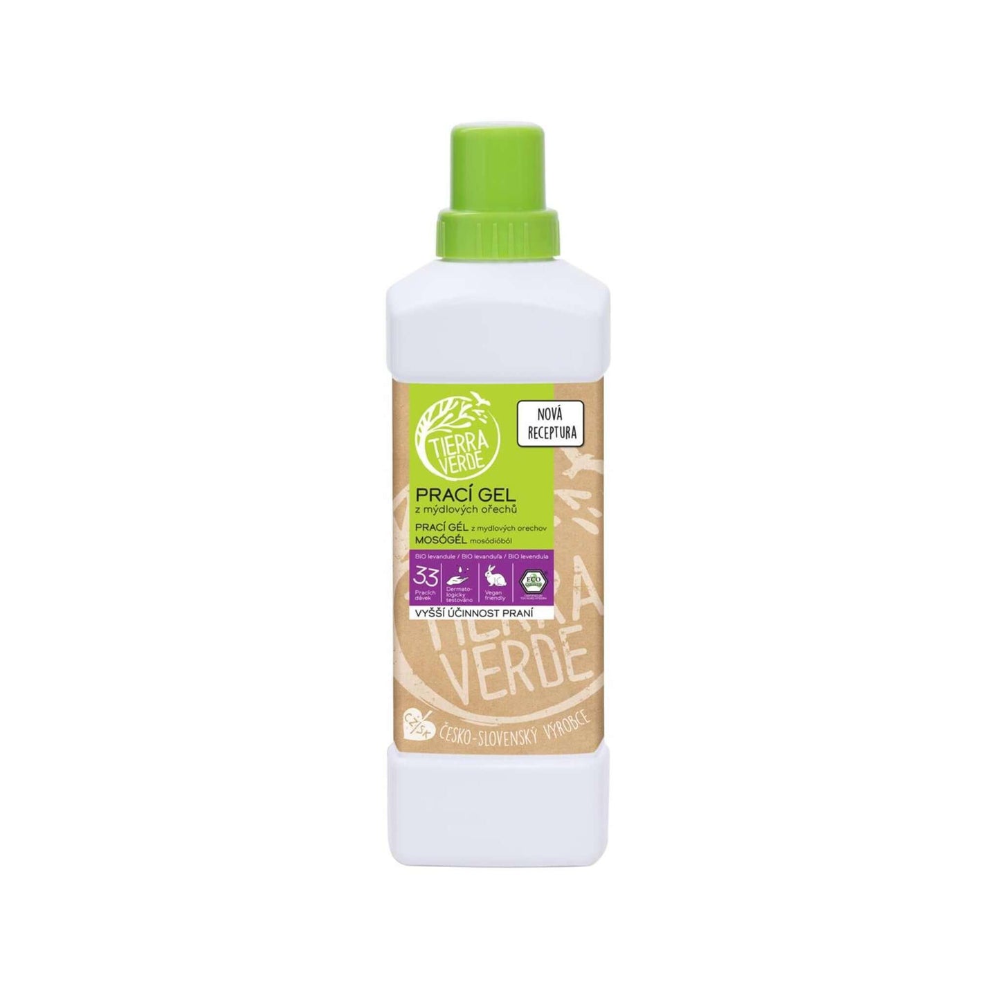 Tierra Verde Prací gel s BIO levandulí, ekologické praní barevného prádla, šetrný k pokožce, 1L na 33 dávek.