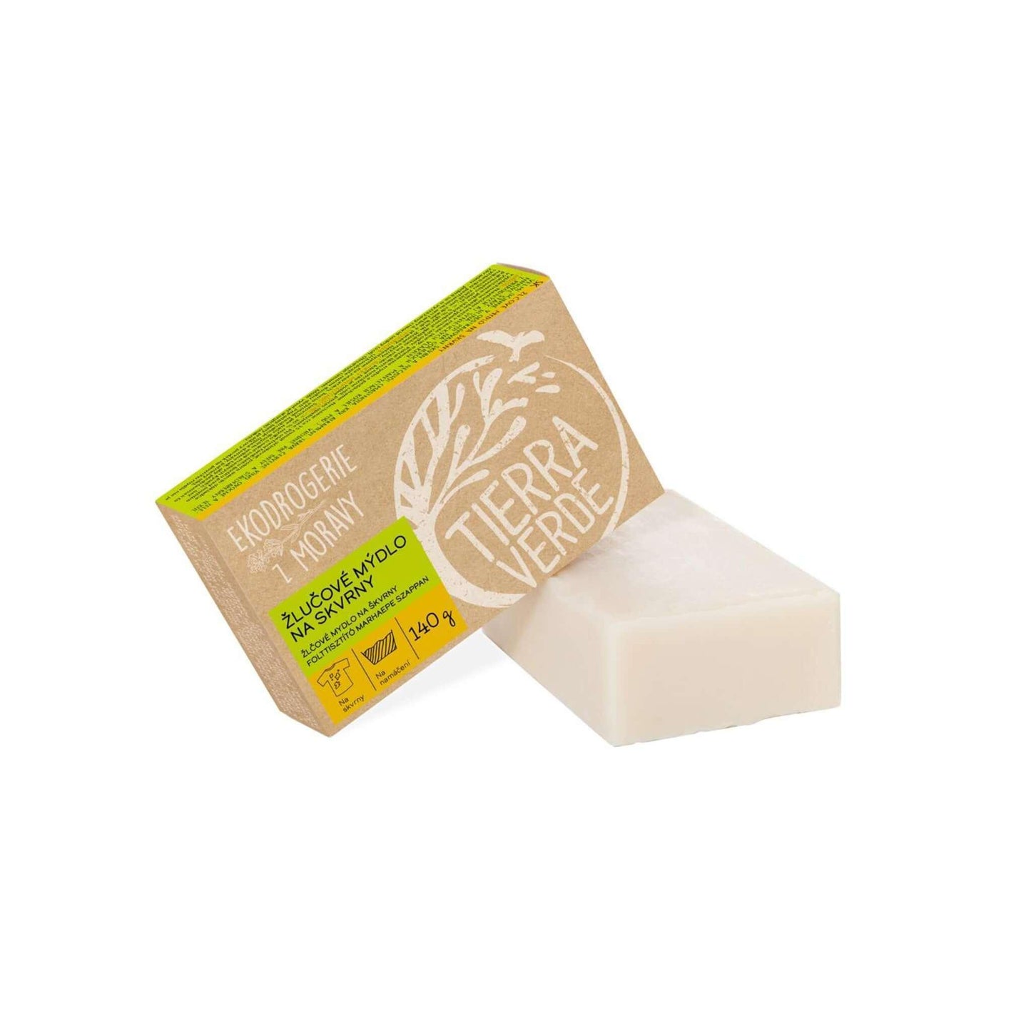 Tierra Verde žlučové mýdlo na skvrny, účinné odstraňovač skvrn od mastnoty a krve, 140g.