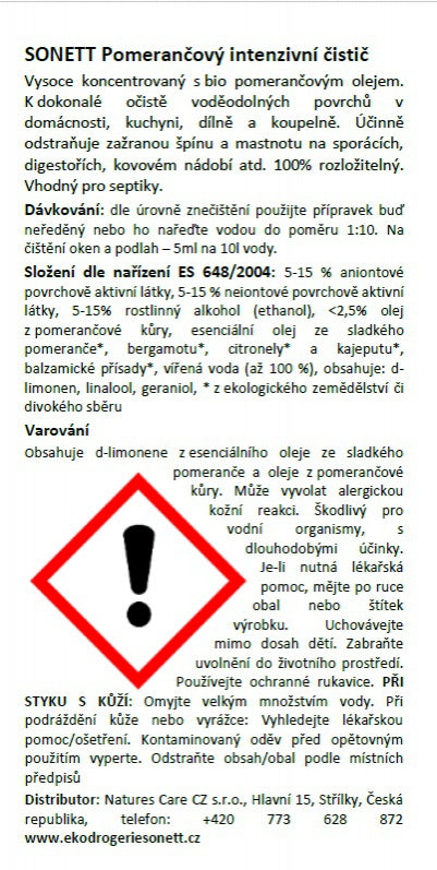 Sonett Pomerančový intenzivní čistič na mastnotu