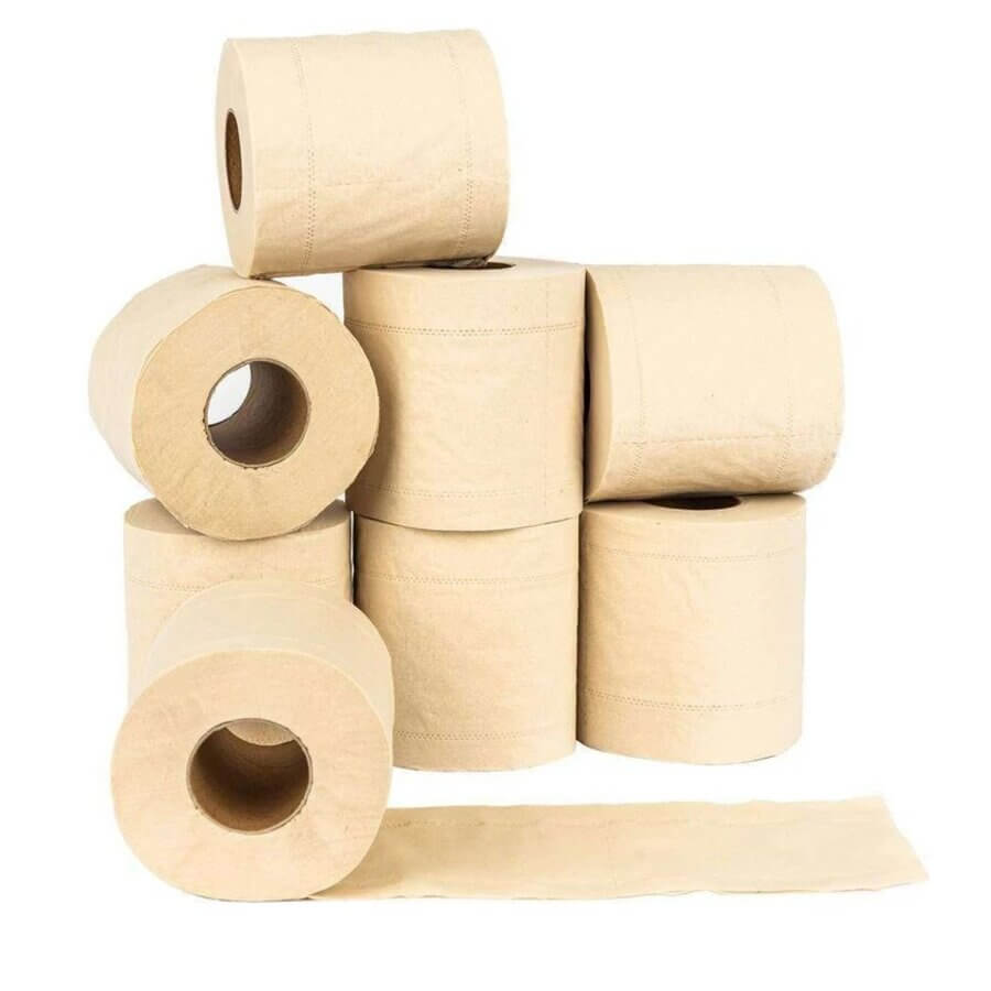 Pandoo 3vrstvý toaletní papír z bambusu, jemný a udržitelný, 8 ks, šetrný k životnímu prostředí.