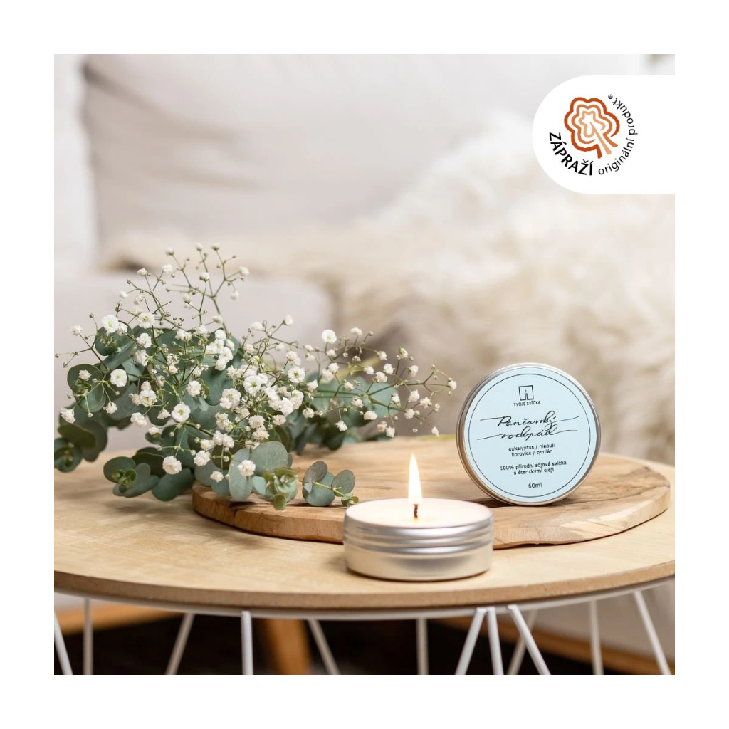 Tvoje Svíčka Poketka Pančavský vodopád 60 ml - eukalyptus, niaouli, borovice, červený tymián