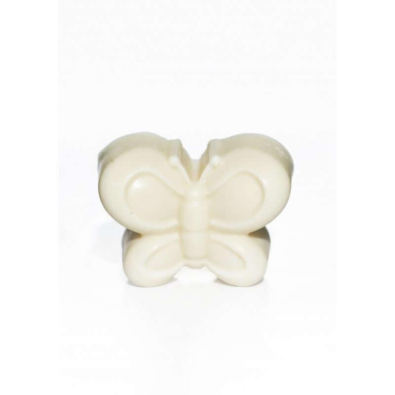 Jemné dětské mýdlo ve tvaru motýla s lanolinem, bez parfemace, vhodné pro citlivou pokožku.