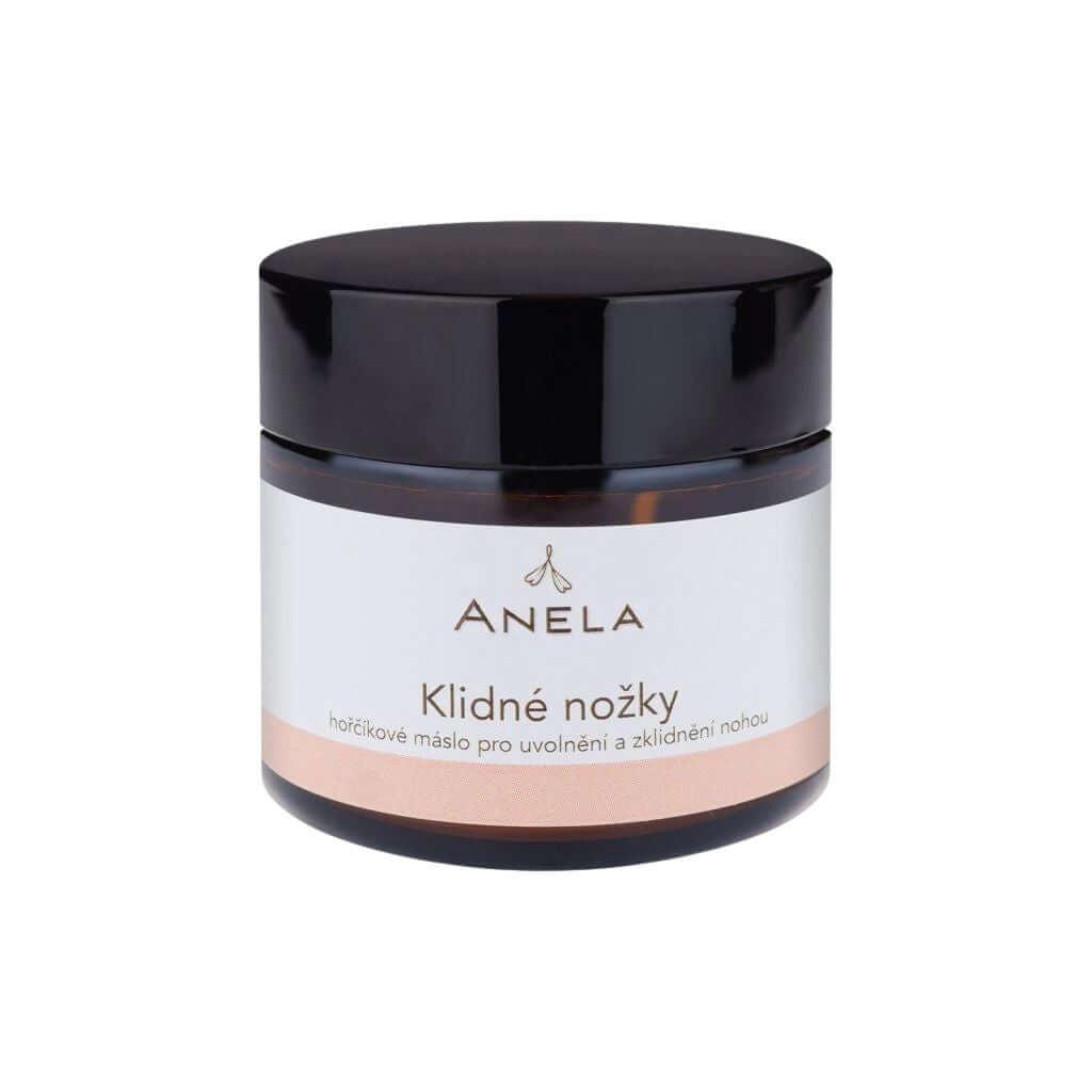 Hořčíkové máslo Anela Klidné Nožky pro uvolnění a zklidnění nohou, ideální pro relaxaci a doplnění hořčíku.