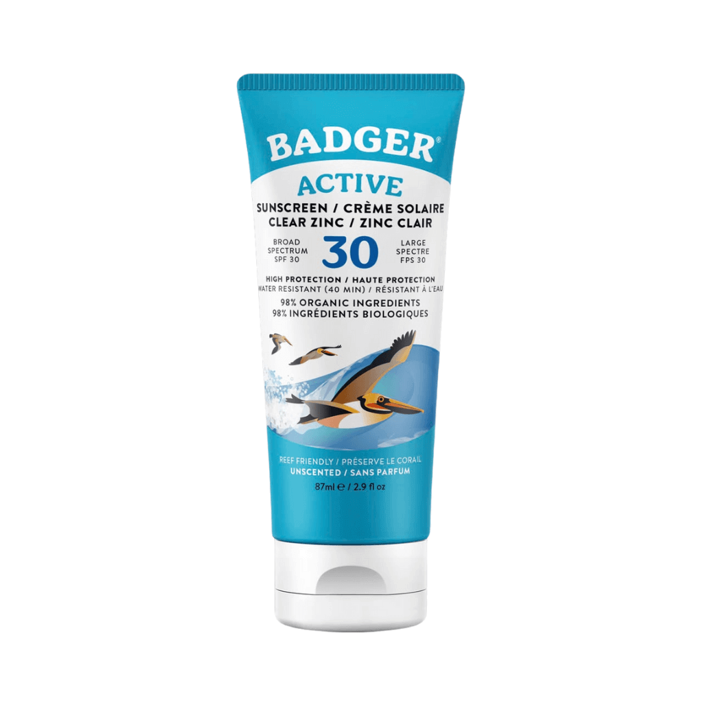 Badger Opalovací krém SPF 30 bez parfemace s minerálním filtrem pro citlivou pokožku.