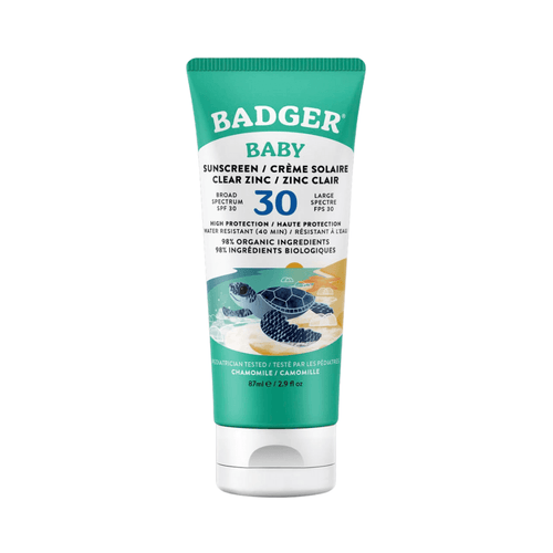 Badger opalovací krém SPF 30 pro děti s heřmánkem a měsíčkem, 87 ml, minerální filtr, voděodolný, bez bílého filmu.