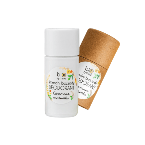 Přírodní deodorant Biorythme s meduňkou a citronovou vůní bez jedlé sody, ekologické balení.