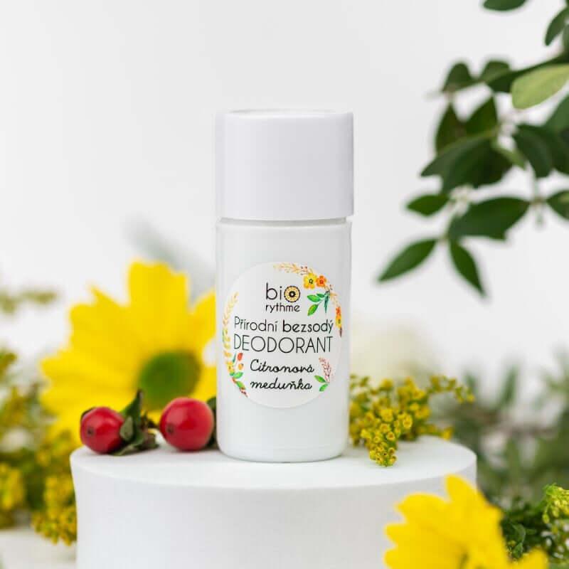 Biorythme Citronová Meduňka deodorant 100% přírodní, bez sodíku, s vůní meduňky a citronely.