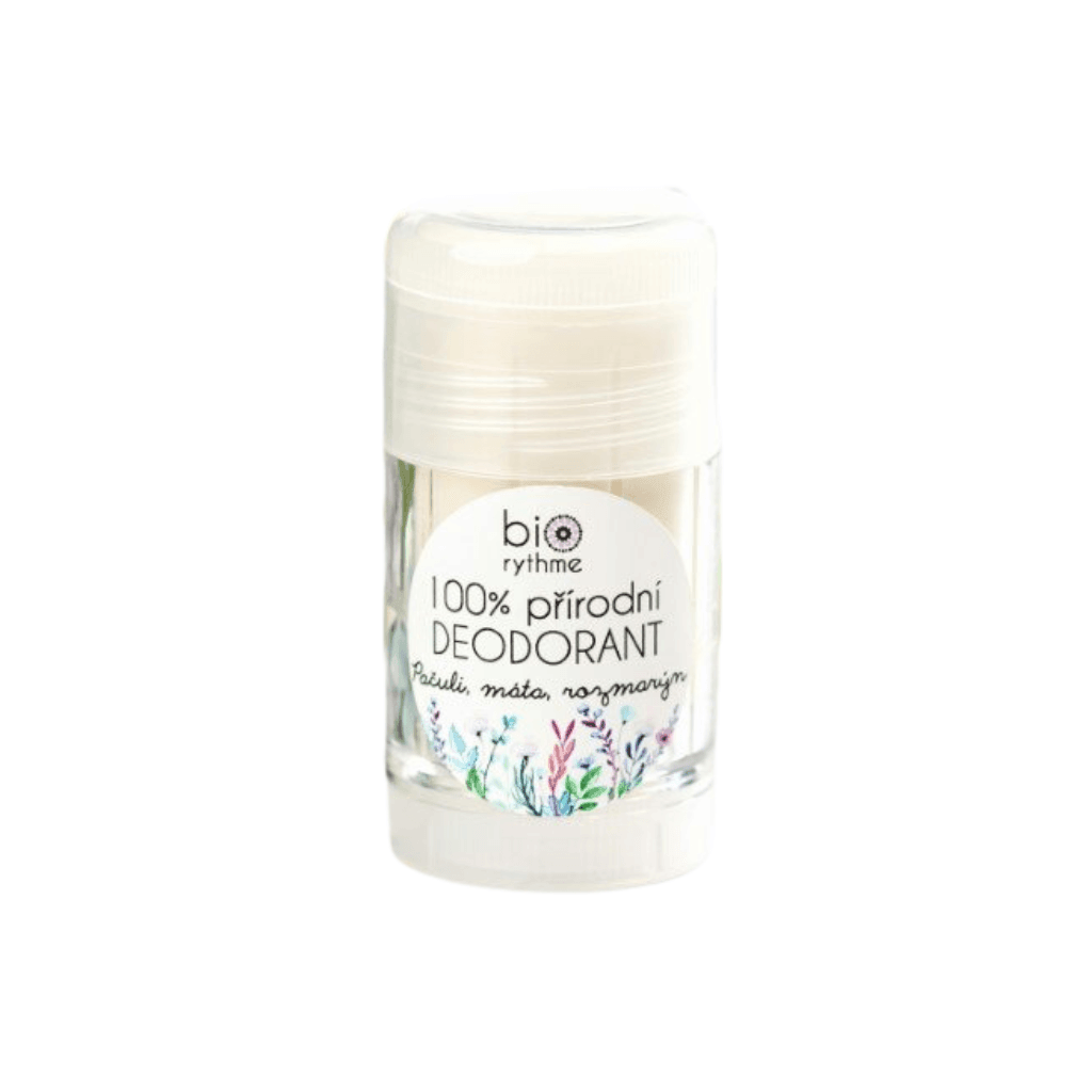 Biorythme deodorant 100% přírodní s vůní pačuli, máty a rozmarýnu v praktickém balení.