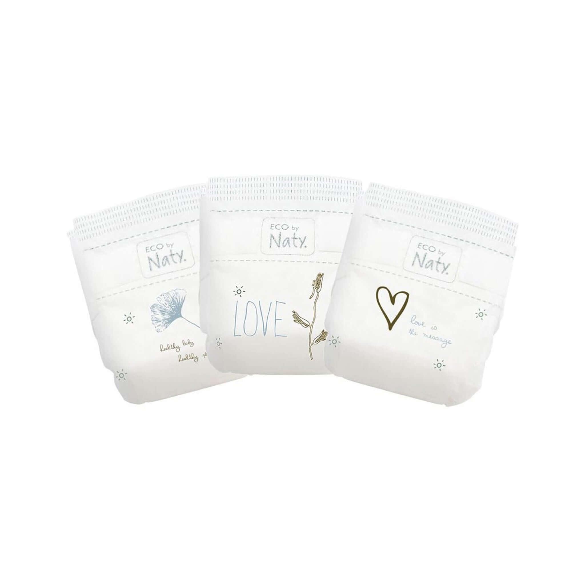 Eco by Naty jednorázové plenky velikost 1-6, non-toxic a bez chemikálií, šetrné k pokožce miminka.