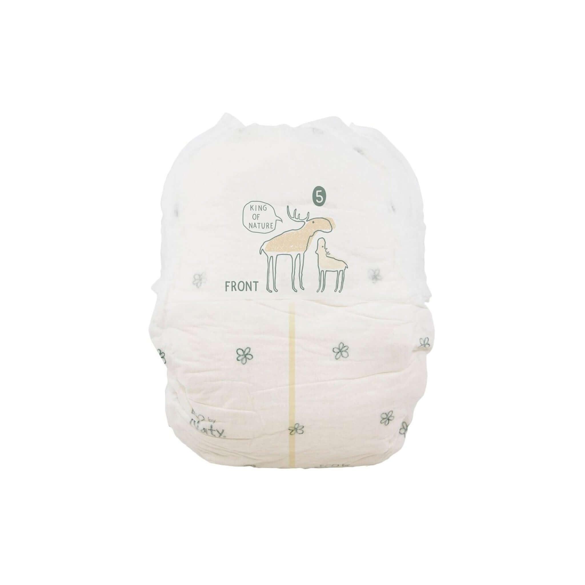 Eco by Naty non-toxic plenkové kalhotky velikost 5 s motivem zvířat a květin, šetrné k dětské pokožce.