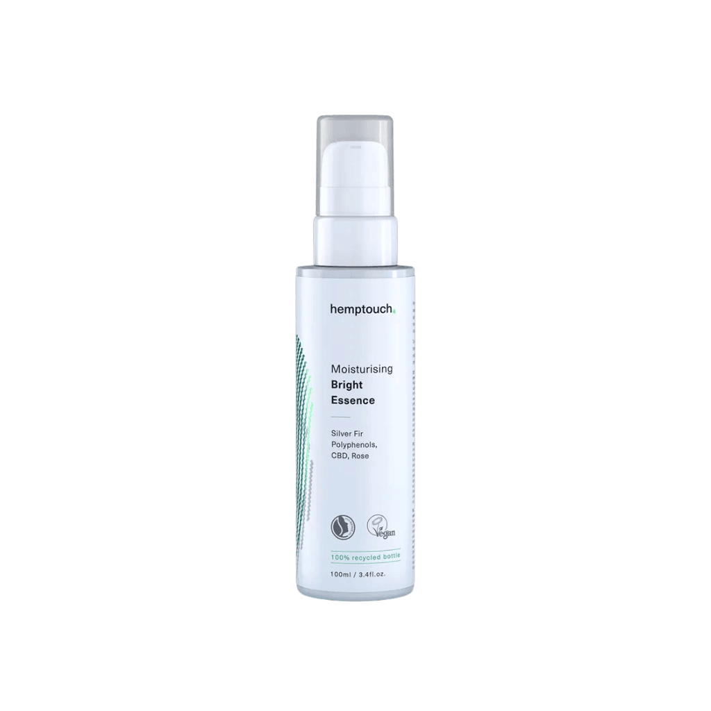 Hemptouch Moisturising Bright Essence 100 ml - lehká hydratační esence s konopným extraktem a růžovou vodou.