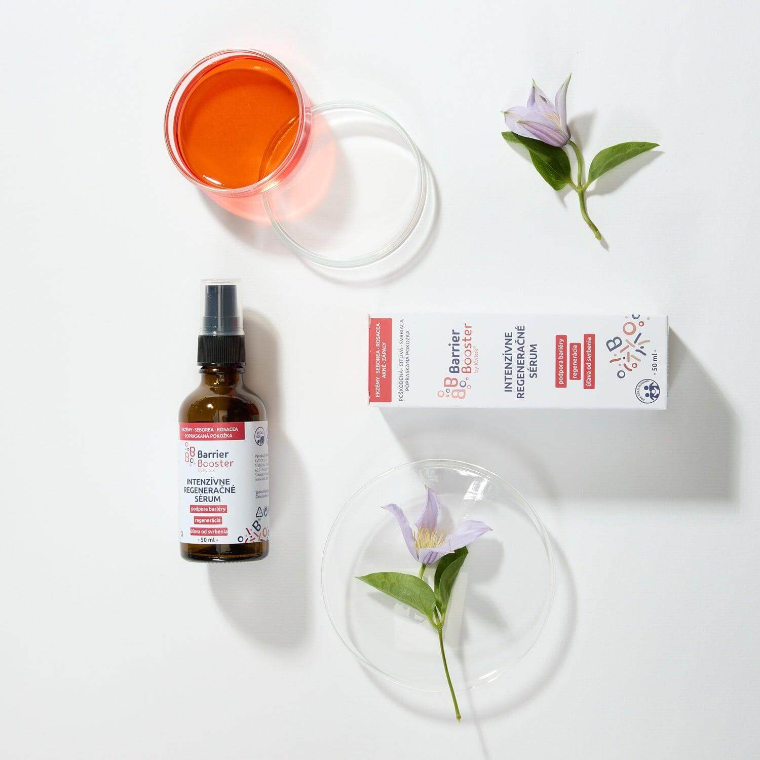 Kvitok BB Barrier Booster 50 ml sérum na citlivou pleť, přírodní péče, intenzivní regenerace, prebiotika, krása.