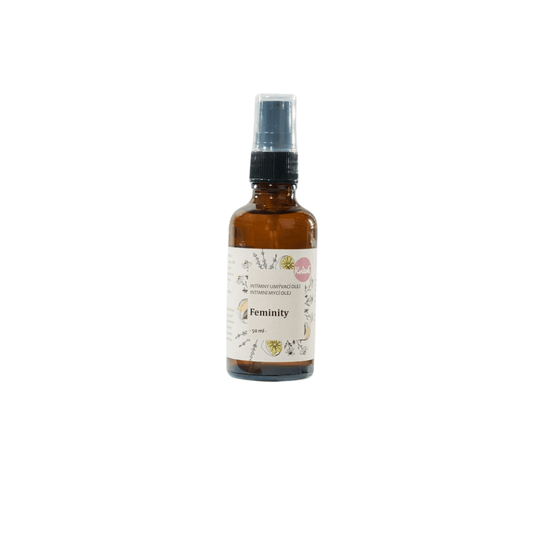 Kvitok Intimní Umývací Olej Feminity 50 ml, jemná péče pro intimní hygienu s přírodními oleji.