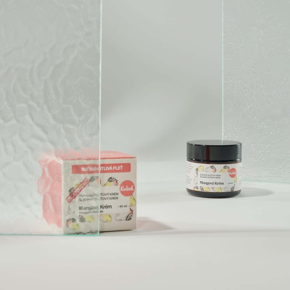 Mangový krém Kvitok pro citlivou a suchou pleť 60 ml, šetrná péče a hydratace pro dehydratovanou pleť.