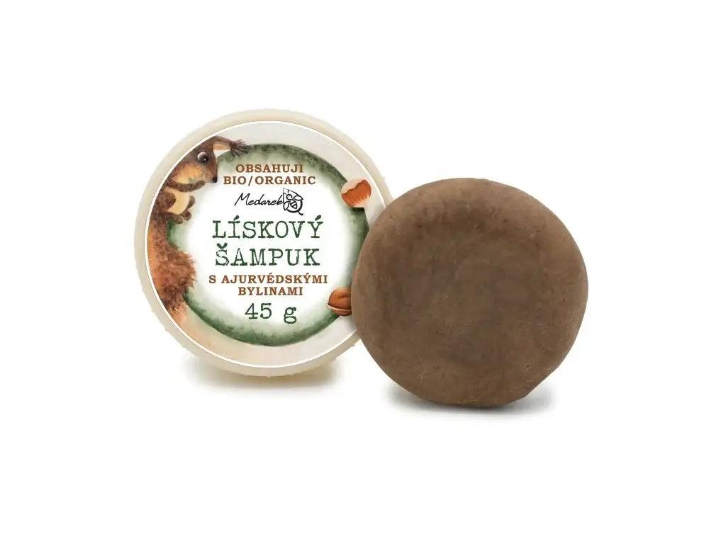 Medarek lískový šampuk s ajurvédskými bylinami, jemný přírodní šampuk pro normální vlasy, 45 g.