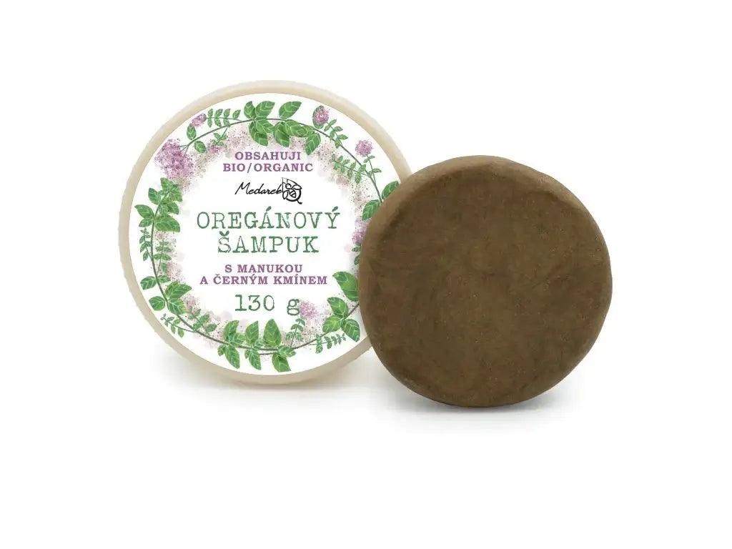 Medarek Oregánový šampuk s manukou a černým kmínem, přírodní a bio šampon pro citlivou pokožku hlavy.