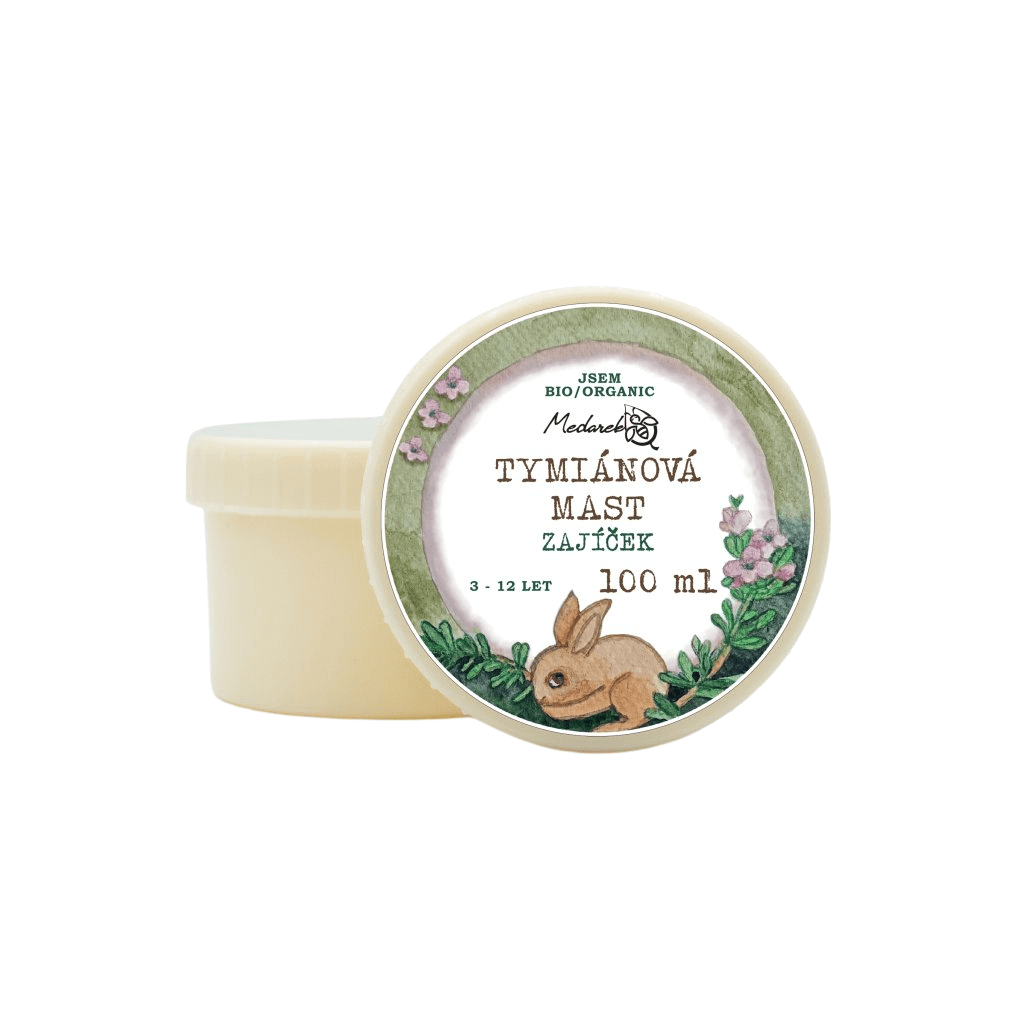 Medarek Tymiánová mast Zajíček, přírodní mazání pro děti, 100 ml, ideální na záda a hrudník
