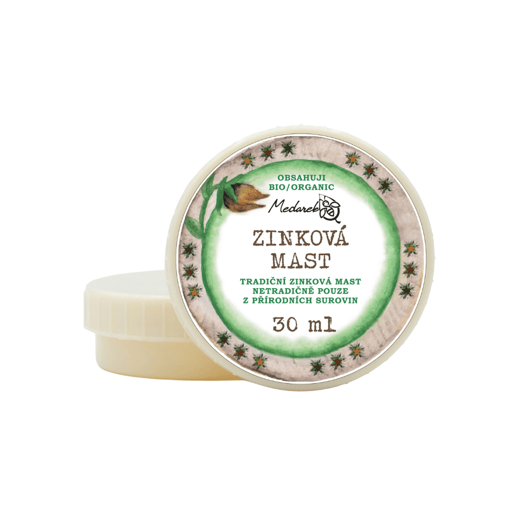 Zinková mast Medarek v bio kvalitě, tradiční přírodní složení pro děti od narození, 30 ml.