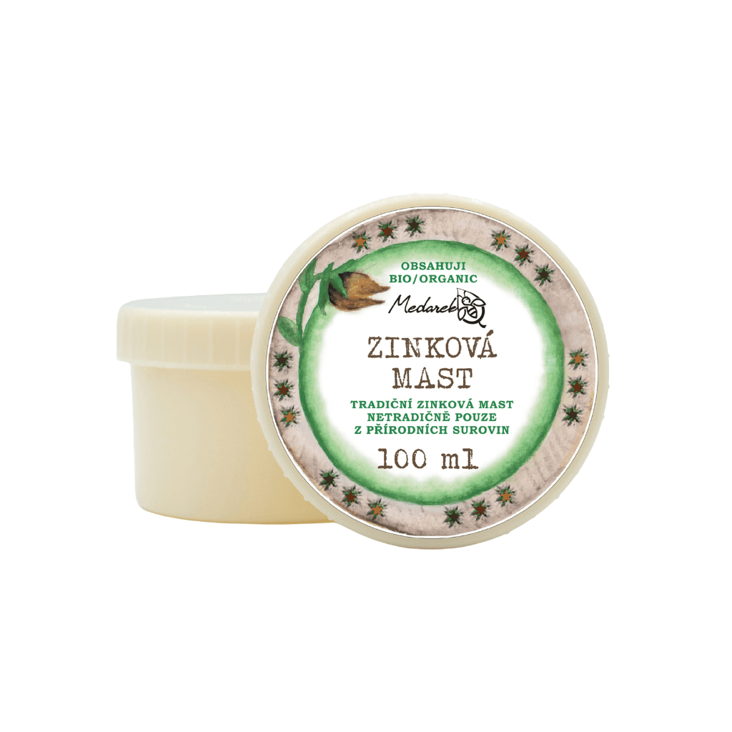 Medarek Zinková mast v praktickém balení, 100 ml, přírodní složení bez chemie, ideální pro citlivou pokožku.