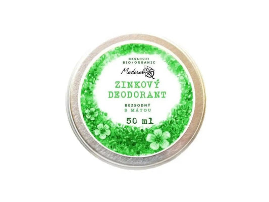 Medarek zinkový deodorant s mátou 50 ml, bezsodný, bio složení pro citlivou pokožku a děti.