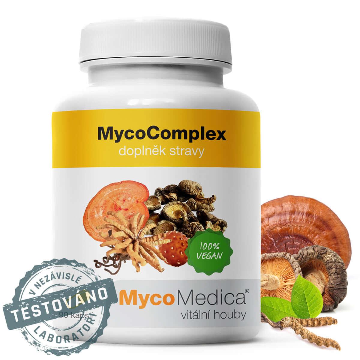 MycoMedica MycoComplex - doplněk stravy s vitálními houbami pro imunitní podporu, 100% vegan.