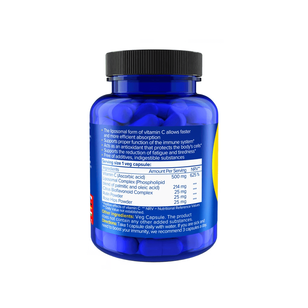 Natios lipozomální vitamín C 500 mg 60 veganských tablet pro lepší vstřebatelnost a imunitní podporu.