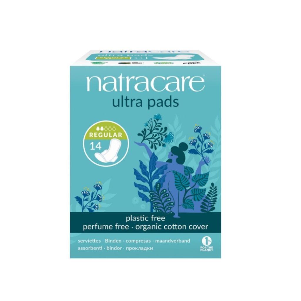 Natracare menstruační vložky z bio bavlny, regular, 14 ks, bez plastů a parfemace, šetrné k citlivé pokožce.
