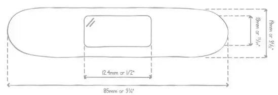 Náčrt tvaru a rozměry přírodní bambusové náplasti vhodné pro citlivou pokožku
