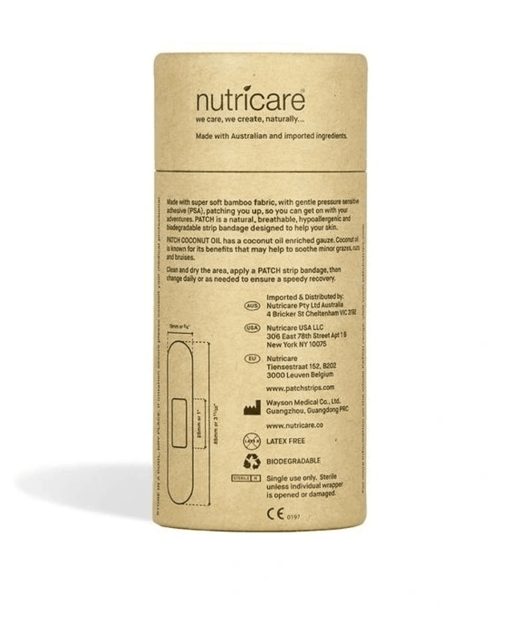 Přírodní náplasti Nutricare z měkkého bambusového materiálu, vhodné pro citlivou pokožku a děti.