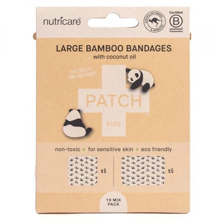 Přírodní bambusové náplasti s medvídky pandy, vhodné pro citlivou pokožku, ekologické a hypoalergenní.