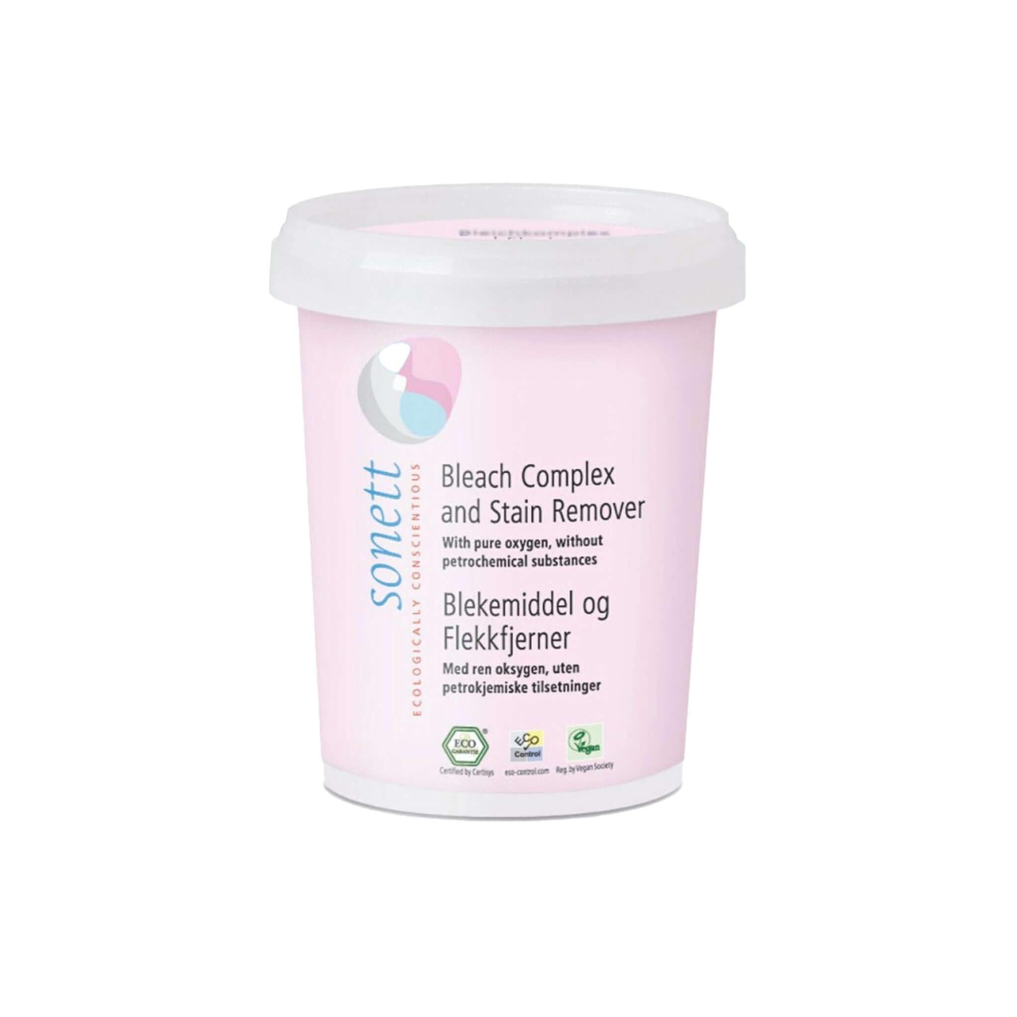 Sonett bělící prostředek a odstraňovač skvrn v ekologickém obalu pro efektivní bělení a odstranění skvrn.